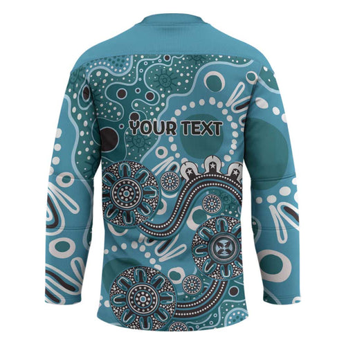 Personalised NAIDOC Week 50 Years Deadly Always Hockey Jersey Teal Aboriginal Artwork Dot Painting