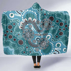 Personalised NAIDOC Week 50 Years Deadly Always Hooded Blanket Teal Aboriginal Artwork Dot Painting