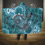 Personalised NAIDOC Week 50 Years Deadly Always Hooded Blanket Teal Aboriginal Artwork Dot Painting