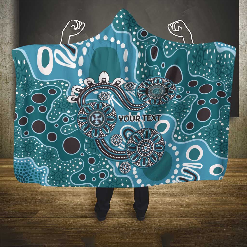 Personalised NAIDOC Week 50 Years Deadly Always Hooded Blanket Teal Aboriginal Artwork Dot Painting