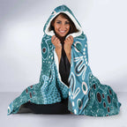 Personalised NAIDOC Week 50 Years Deadly Always Hooded Blanket Teal Aboriginal Artwork Dot Painting