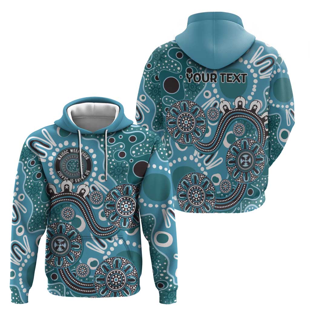 Personalised NAIDOC Week 50 Years Deadly Always Hoodie Teal Aboriginal Artwork Dot Painting