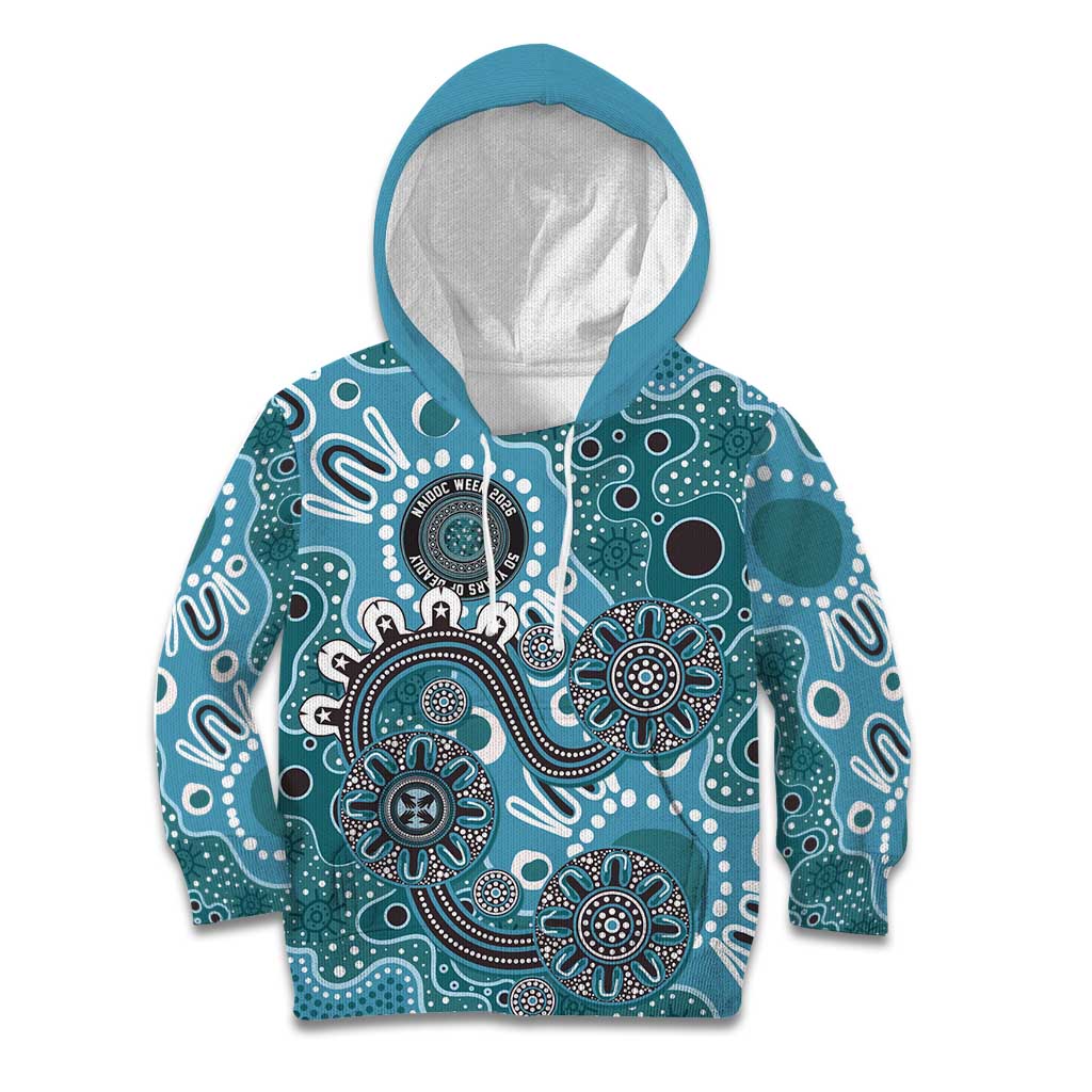 Personalised NAIDOC Week 50 Years Deadly Always Kid Hoodie Teal Aboriginal Artwork Dot Painting