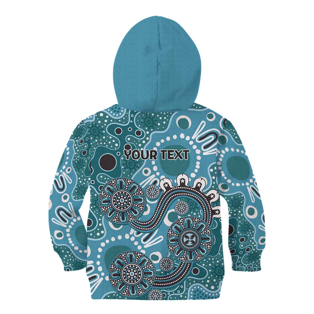 Personalised NAIDOC Week 50 Years Deadly Always Kid Hoodie Teal Aboriginal Artwork Dot Painting