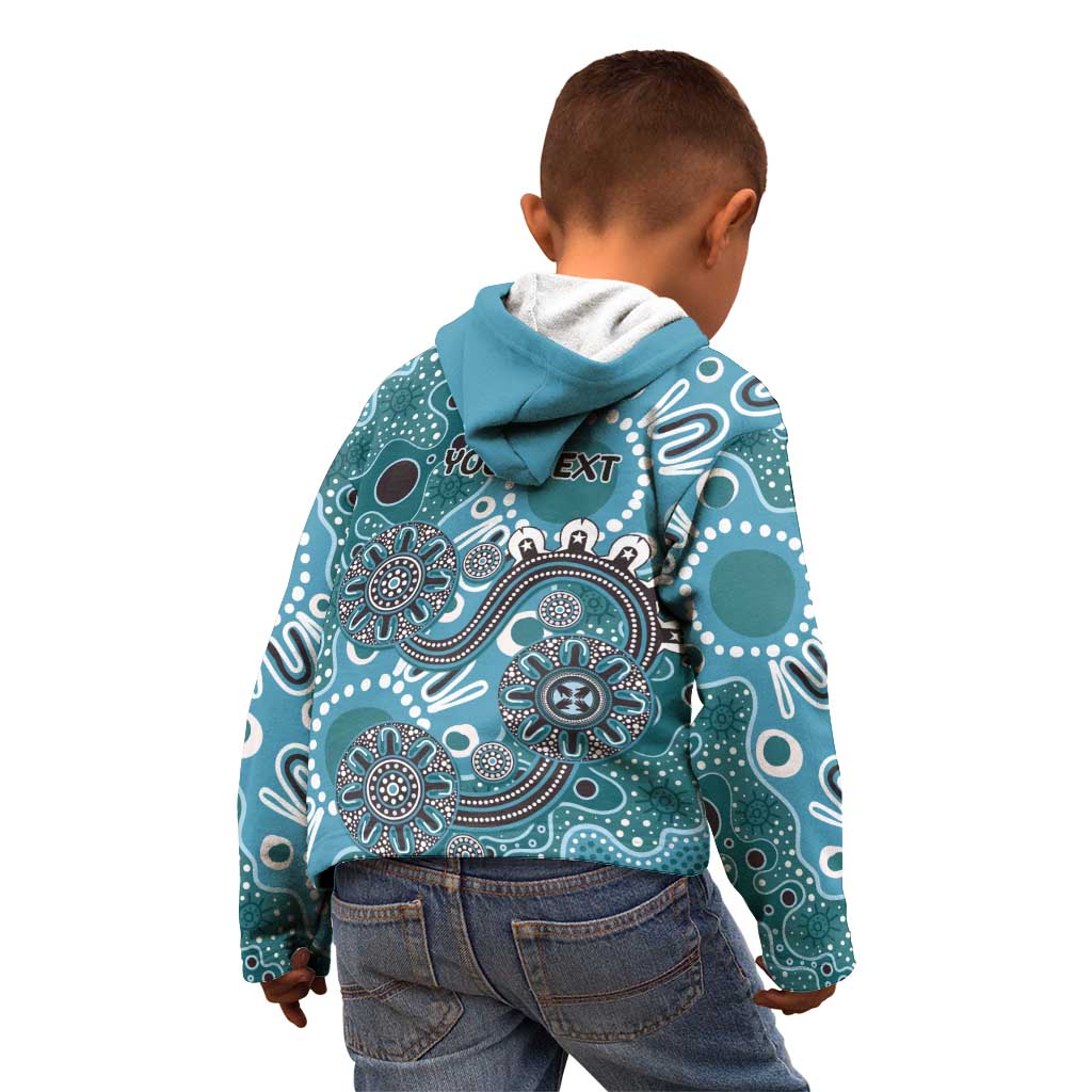 Personalised NAIDOC Week 50 Years Deadly Always Kid Hoodie Teal Aboriginal Artwork Dot Painting