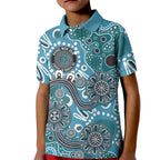 Personalised NAIDOC Week 50 Years Deadly Always Kid Polo Shirt Teal Aboriginal Artwork Dot Painting