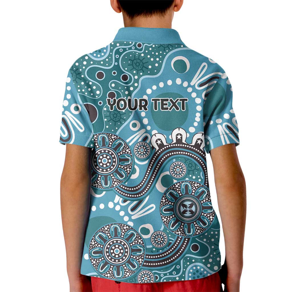 Personalised NAIDOC Week 50 Years Deadly Always Kid Polo Shirt Teal Aboriginal Artwork Dot Painting