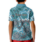 Personalised NAIDOC Week 50 Years Deadly Always Kid Polo Shirt Teal Aboriginal Artwork Dot Painting
