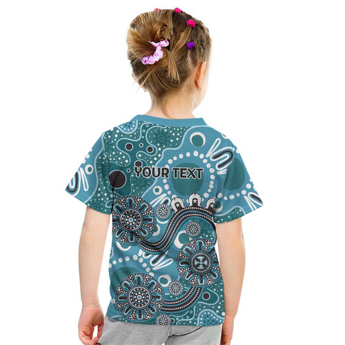 Personalised NAIDOC Week 50 Years Deadly Always Kid T Shirt Teal Aboriginal Artwork Dot Painting