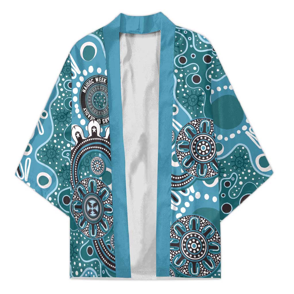 Personalised NAIDOC Week 50 Years Deadly Always Kimono Teal Aboriginal Artwork Dot Painting