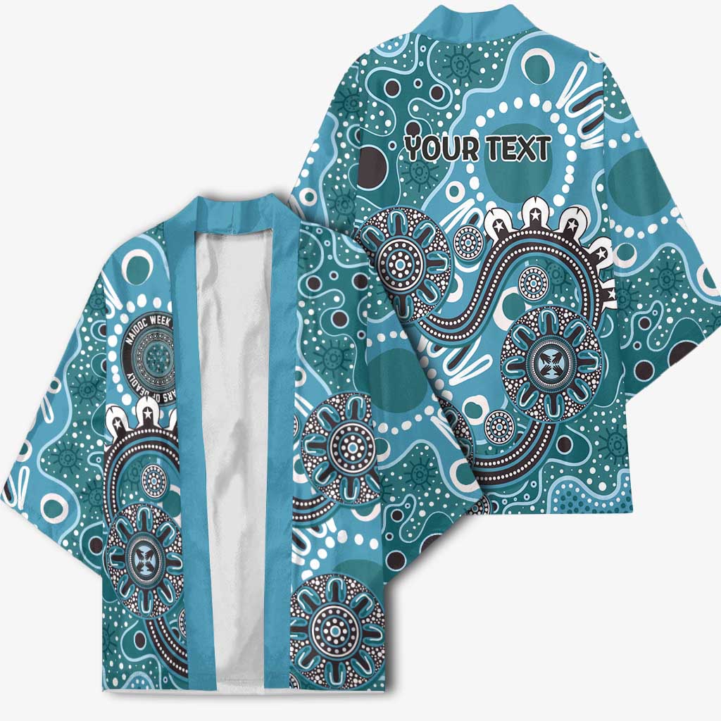Personalised NAIDOC Week 50 Years Deadly Always Kimono Teal Aboriginal Artwork Dot Painting