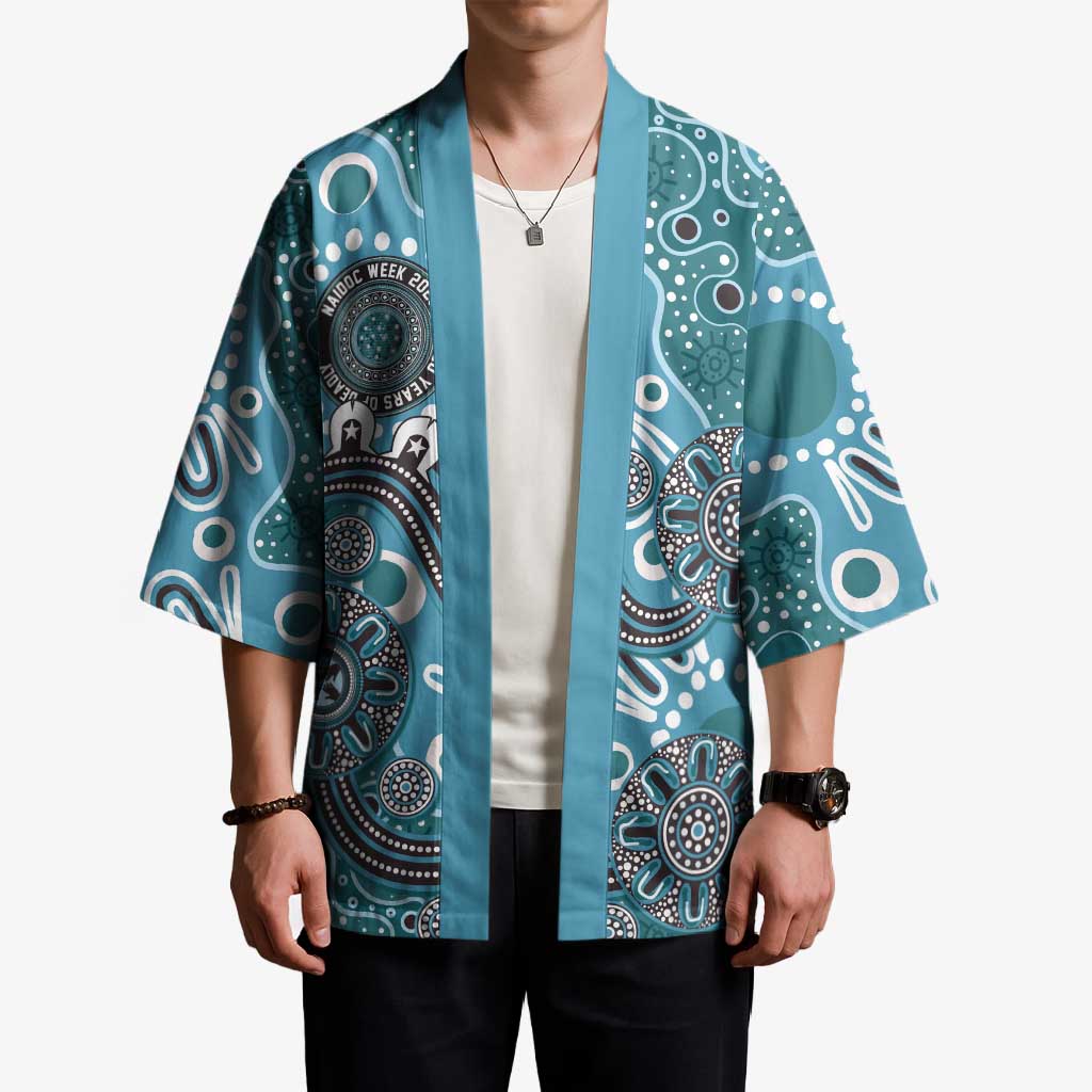 Personalised NAIDOC Week 50 Years Deadly Always Kimono Teal Aboriginal Artwork Dot Painting