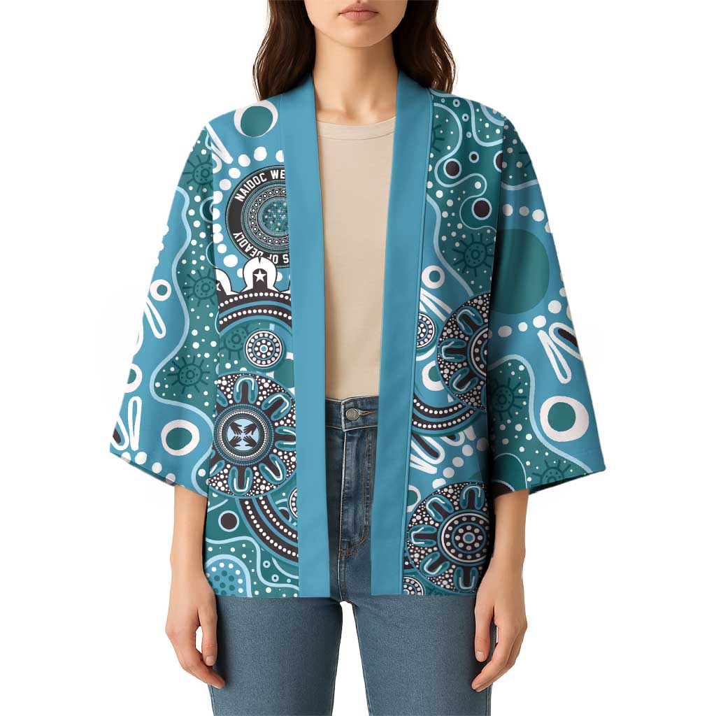 Personalised NAIDOC Week 50 Years Deadly Always Kimono Teal Aboriginal Artwork Dot Painting