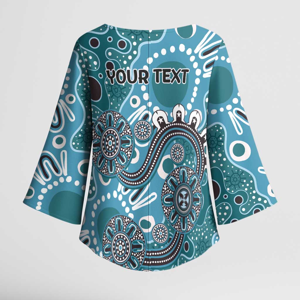 Personalised NAIDOC Week 50 Years Deadly Always Kimono Sleeve Blouse Teal Aboriginal Artwork Dot Painting