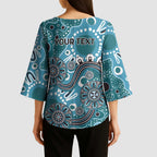 Personalised NAIDOC Week 50 Years Deadly Always Kimono Sleeve Blouse Teal Aboriginal Artwork Dot Painting