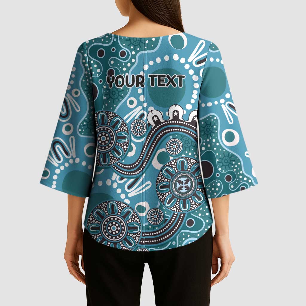 Personalised NAIDOC Week 50 Years Deadly Always Kimono Sleeve Blouse Teal Aboriginal Artwork Dot Painting