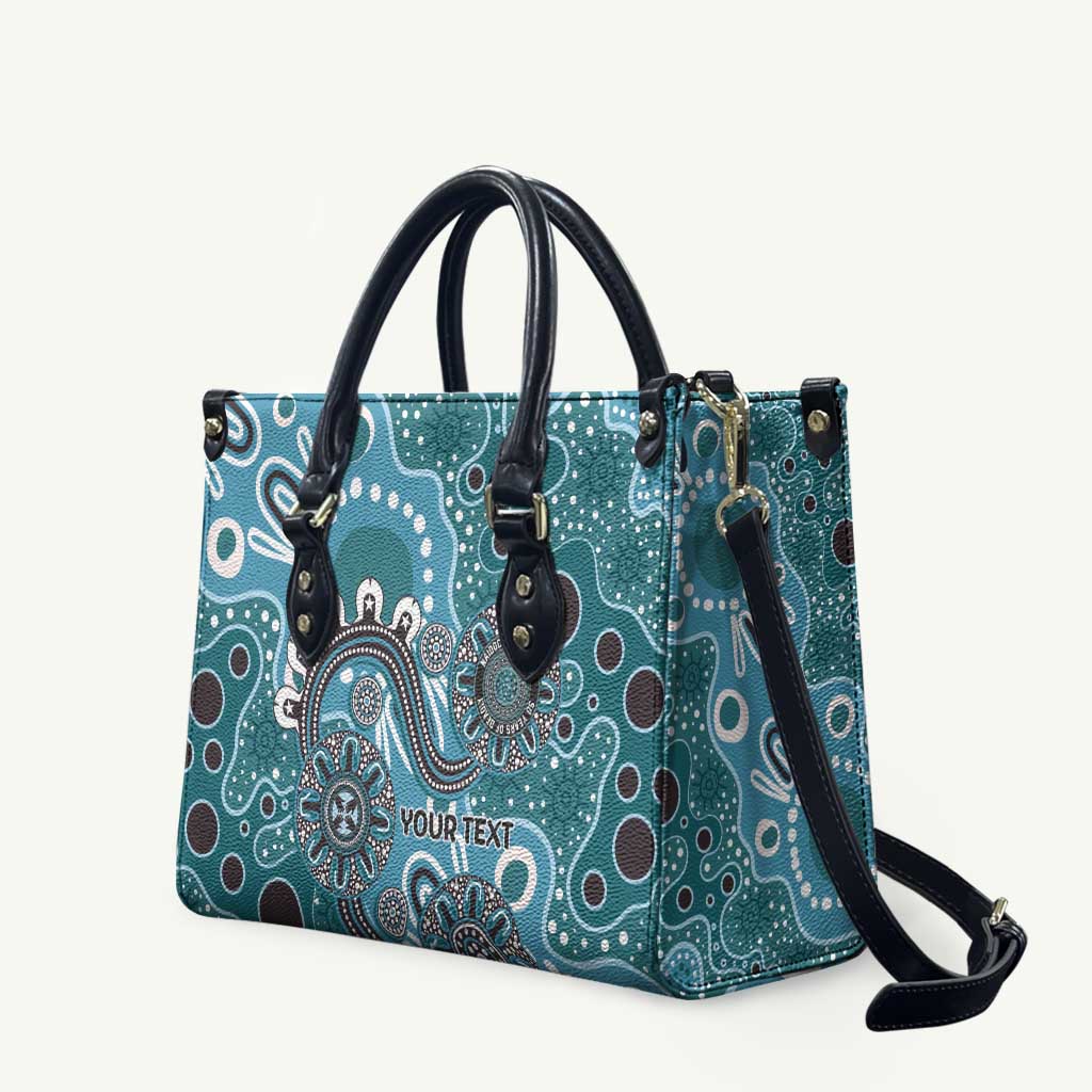 Personalised NAIDOC Week 50 Years Deadly Always Leather Bag Teal Aboriginal Artwork Dot Painting