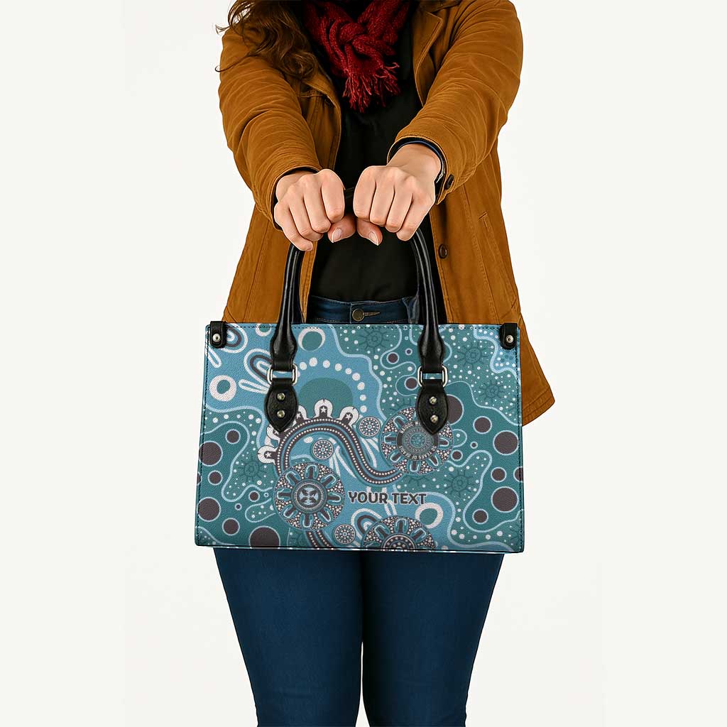 Personalised NAIDOC Week 50 Years Deadly Always Leather Bag Teal Aboriginal Artwork Dot Painting