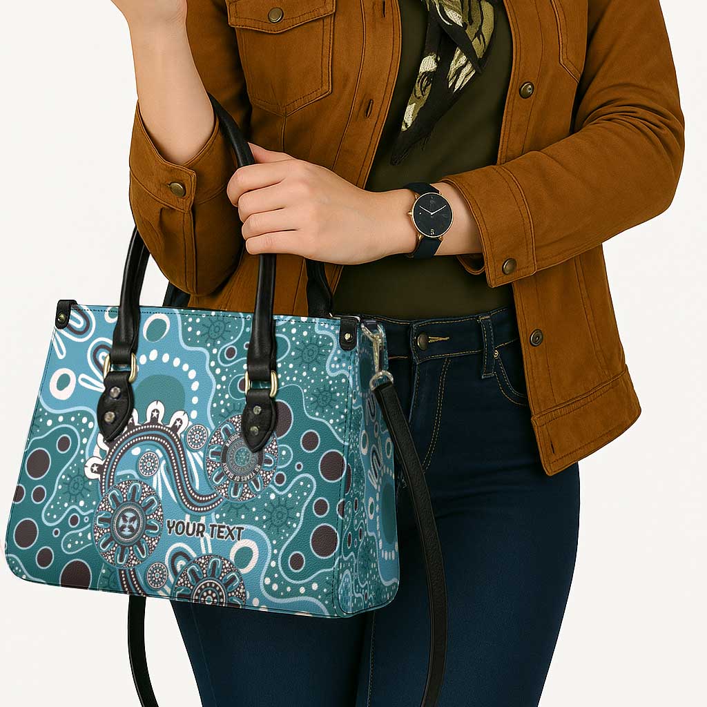 Personalised NAIDOC Week 50 Years Deadly Always Leather Bag Teal Aboriginal Artwork Dot Painting