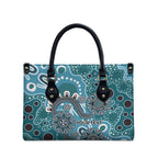 Personalised NAIDOC Week 50 Years Deadly Always Leather Bag Teal Aboriginal Artwork Dot Painting