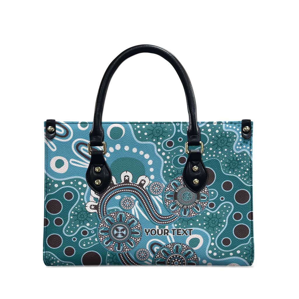 Personalised NAIDOC Week 50 Years Deadly Always Leather Bag Teal Aboriginal Artwork Dot Painting