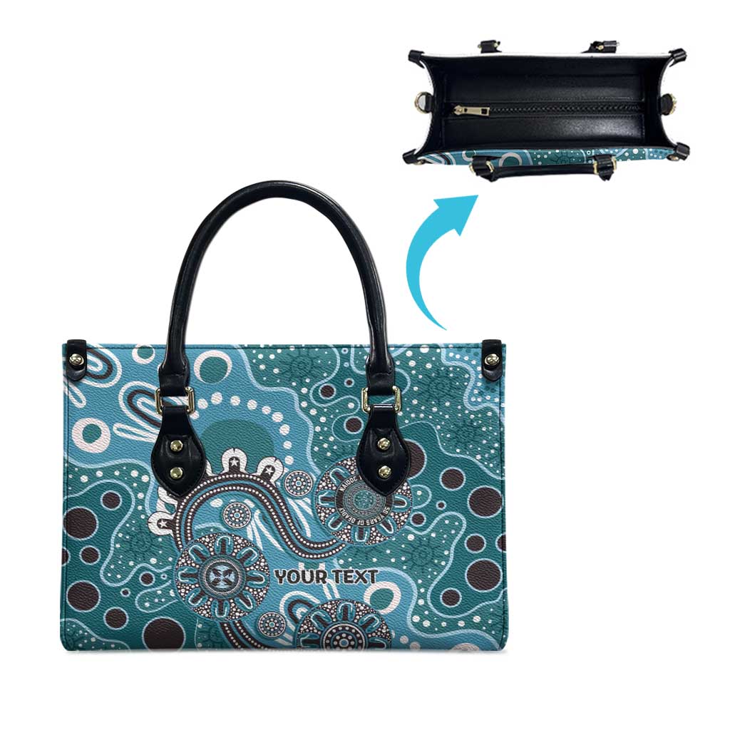 Personalised NAIDOC Week 50 Years Deadly Always Leather Bag Teal Aboriginal Artwork Dot Painting