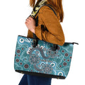 Personalised NAIDOC Week 50 Years Deadly Always Leather Tote Bag Teal Aboriginal Artwork Dot Painting
