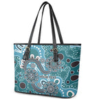 Personalised NAIDOC Week 50 Years Deadly Always Leather Tote Bag Teal Aboriginal Artwork Dot Painting