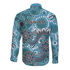 Personalised NAIDOC Week 50 Years Deadly Always Long Sleeve Button Shirt Teal Aboriginal Artwork Dot Painting