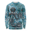 Personalised NAIDOC Week 50 Years Deadly Always Long Sleeve Shirt Teal Aboriginal Artwork Dot Painting