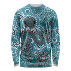 Personalised NAIDOC Week 50 Years Deadly Always Long Sleeve Shirt Teal Aboriginal Artwork Dot Painting