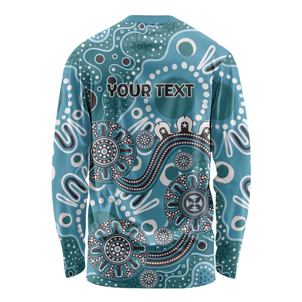Personalised NAIDOC Week 50 Years Deadly Always Long Sleeve Shirt Teal Aboriginal Artwork Dot Painting