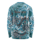 Personalised NAIDOC Week 50 Years Deadly Always Long Sleeve Shirt Teal Aboriginal Artwork Dot Painting