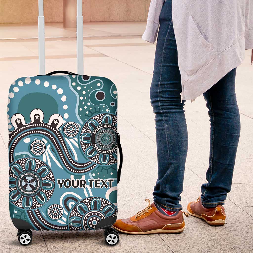 Personalised NAIDOC Week 50 Years Deadly Always Luggage Cover Teal Aboriginal Artwork Dot Painting