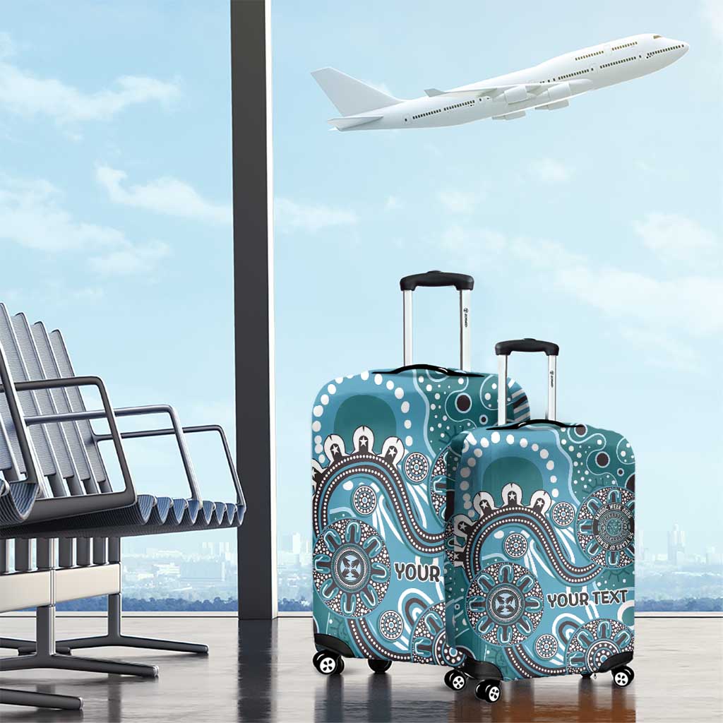 Personalised NAIDOC Week 50 Years Deadly Always Luggage Cover Teal Aboriginal Artwork Dot Painting