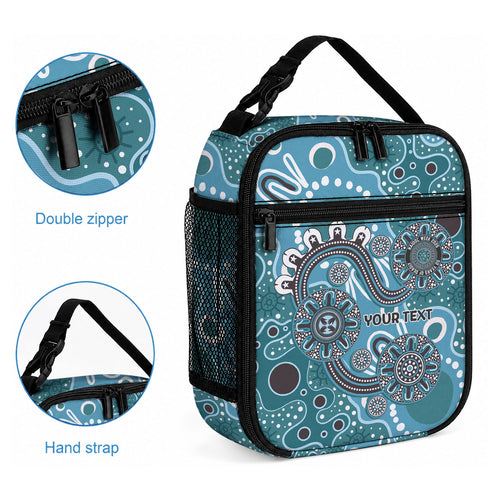Personalised NAIDOC Week 50 Years Deadly Always Lunch Bag Teal Aboriginal Artwork Dot Painting