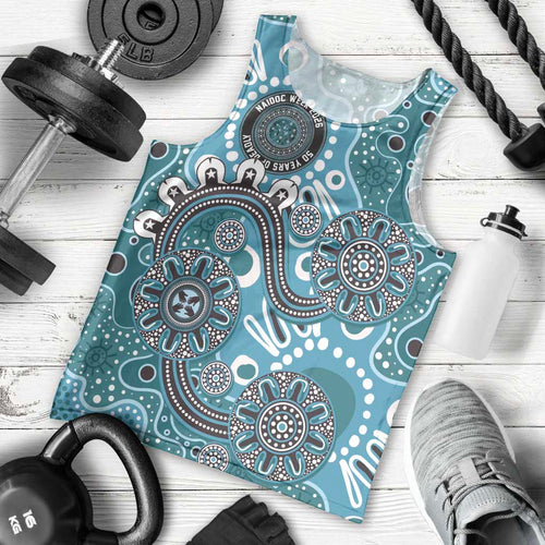 Personalised NAIDOC Week 50 Years Deadly Always Men Tank Top Teal Aboriginal Artwork Dot Painting