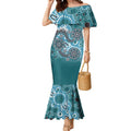 Personalised NAIDOC Week 50 Years Deadly Always Mermaid Dress Teal Aboriginal Artwork Dot Painting