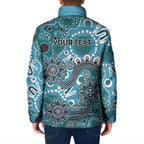 Personalised NAIDOC Week 50 Years Deadly Always Padded Jacket Teal Aboriginal Artwork Dot Painting