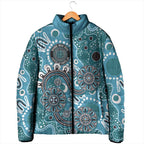 Personalised NAIDOC Week 50 Years Deadly Always Padded Jacket Teal Aboriginal Artwork Dot Painting