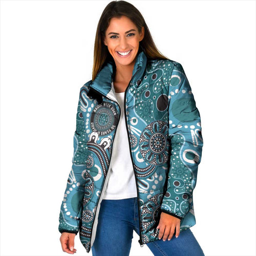 Personalised NAIDOC Week 50 Years Deadly Always Padded Jacket Teal Aboriginal Artwork Dot Painting