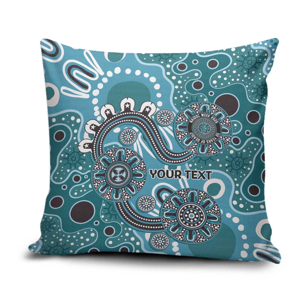 Personalised NAIDOC Week 50 Years Deadly Always Pillow Cover Teal Aboriginal Artwork Dot Painting