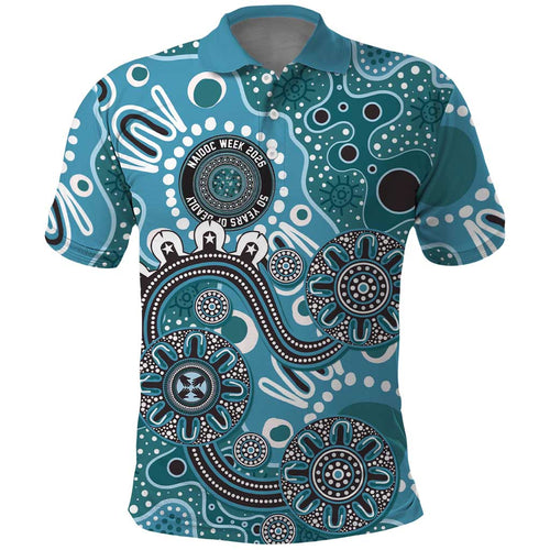 Personalised NAIDOC Week 50 Years Deadly Always Polo Shirt Teal Aboriginal Artwork Dot Painting