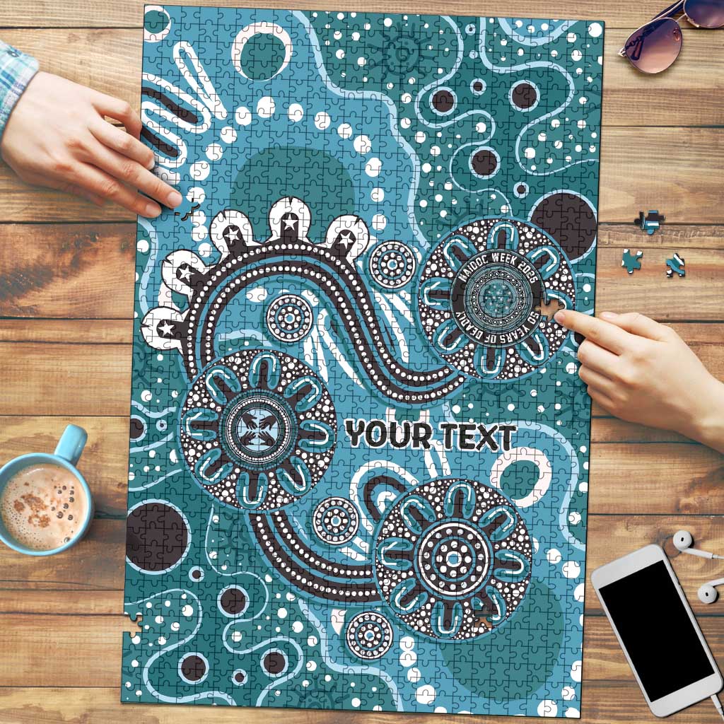 Personalised NAIDOC Week 50 Years Deadly Always Puzzle Teal Aboriginal Artwork Dot Painting