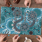 Personalised NAIDOC Week 50 Years Deadly Always Puzzle Teal Aboriginal Artwork Dot Painting