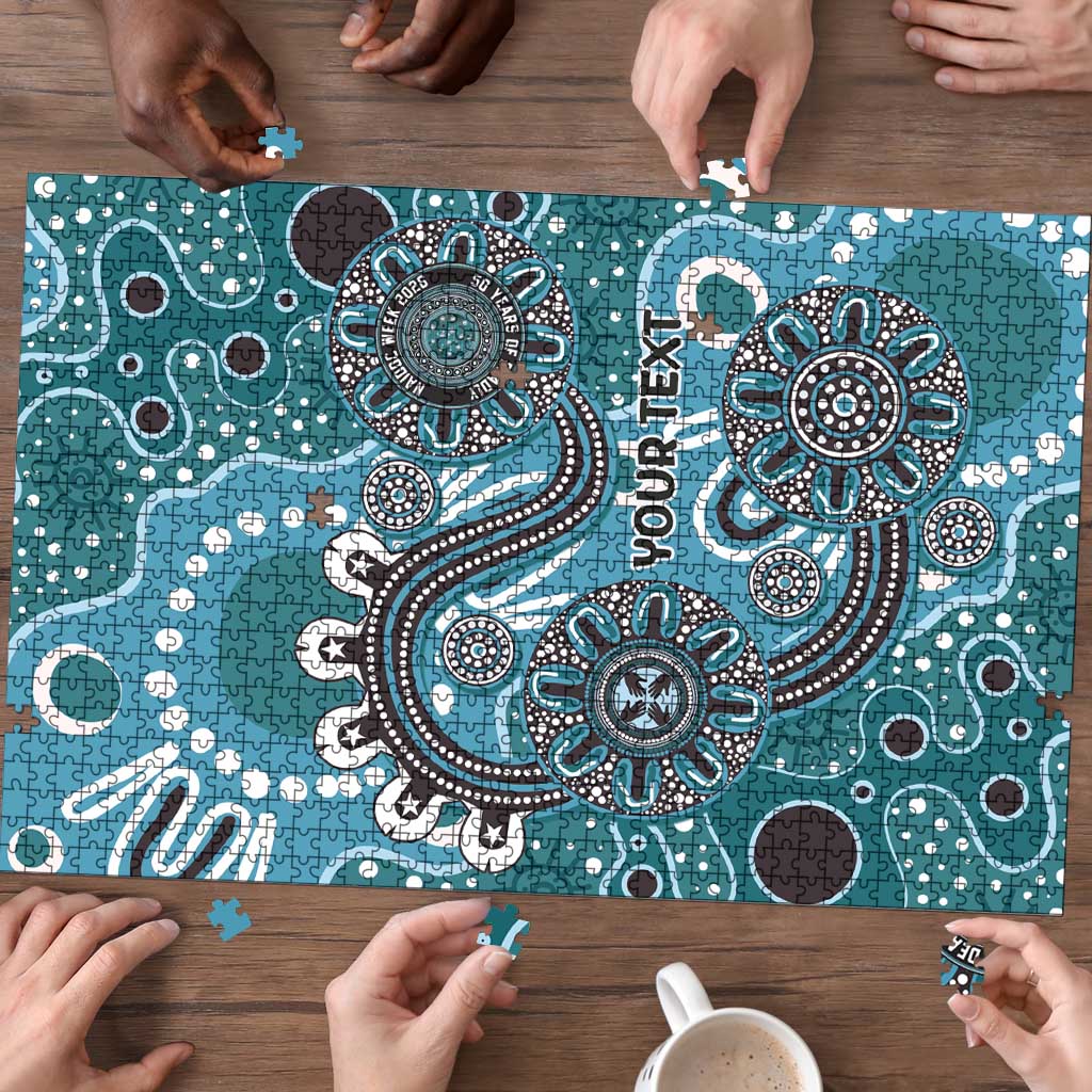 Personalised NAIDOC Week 50 Years Deadly Always Puzzle Teal Aboriginal Artwork Dot Painting