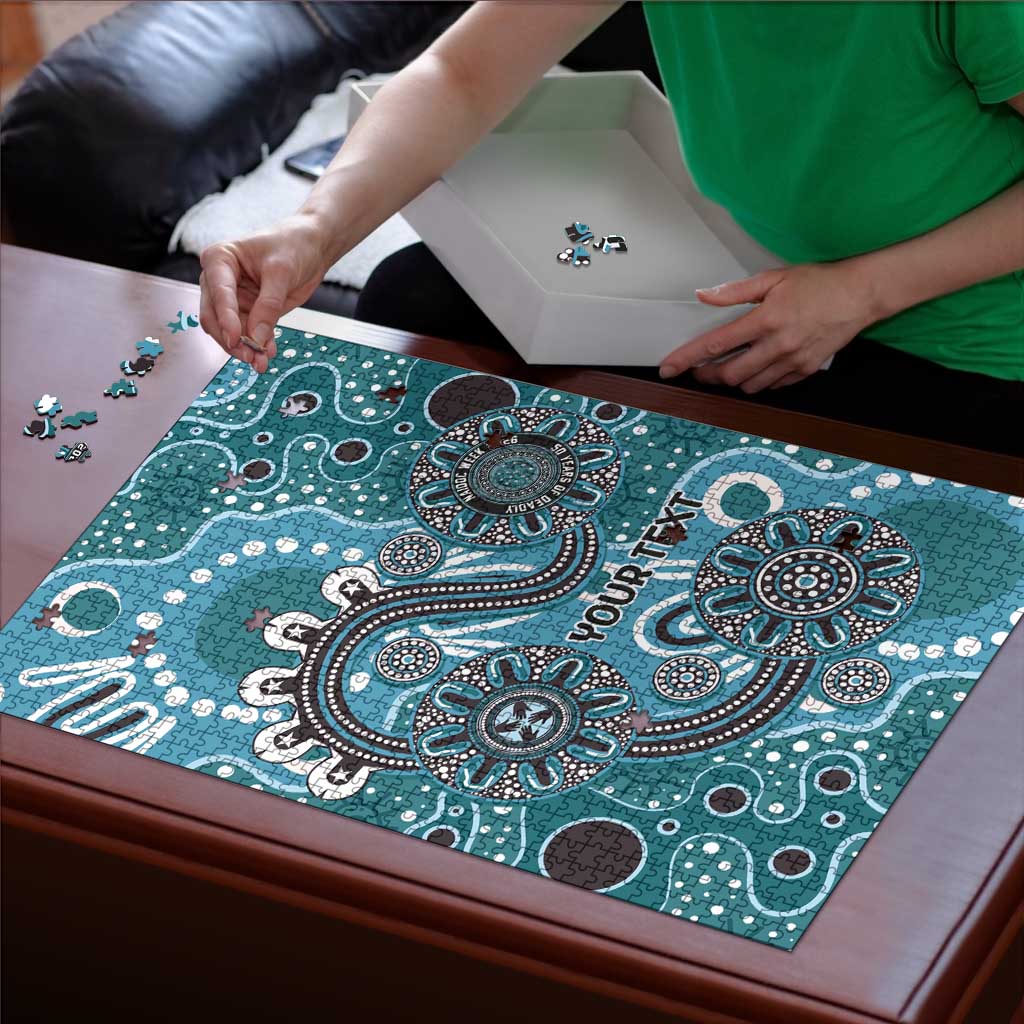 Personalised NAIDOC Week 50 Years Deadly Always Puzzle Teal Aboriginal Artwork Dot Painting