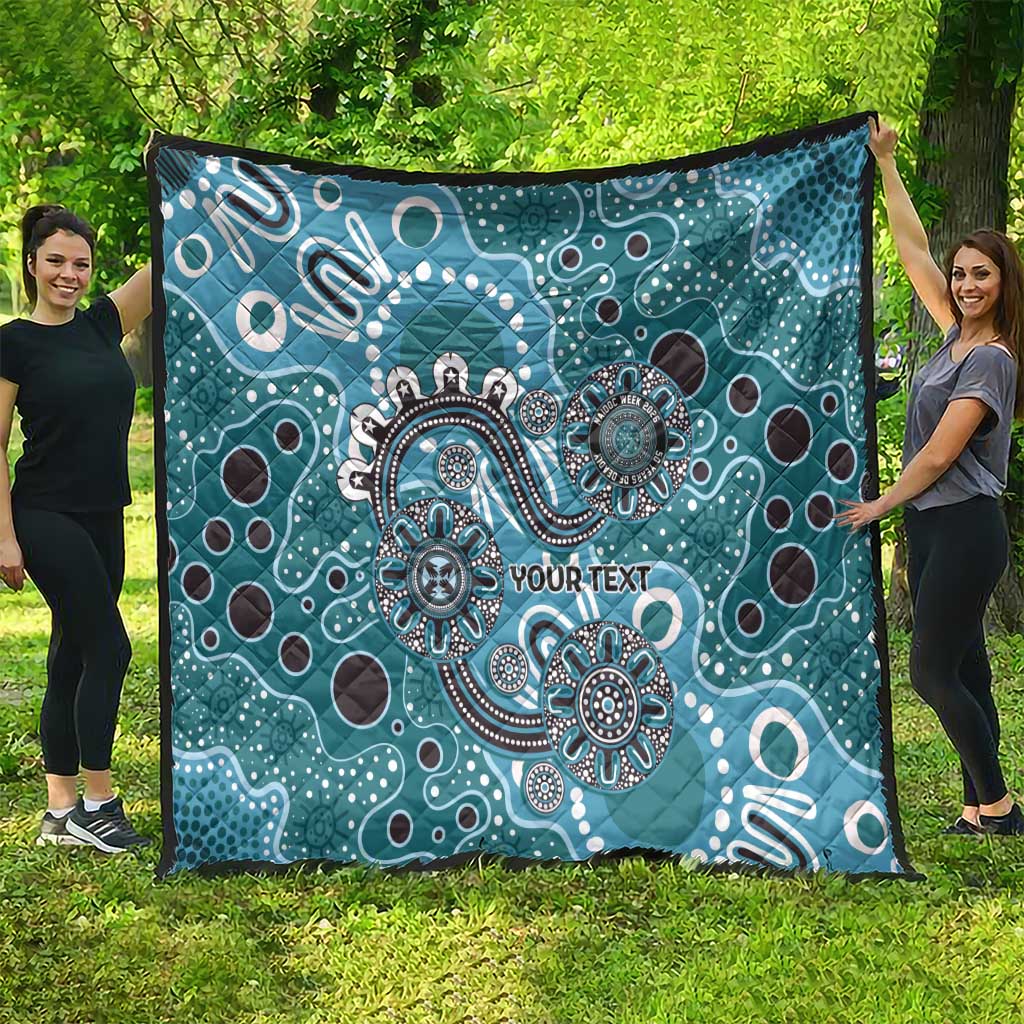Personalised NAIDOC Week 50 Years Deadly Always Quilt Teal Aboriginal Artwork Dot Painting