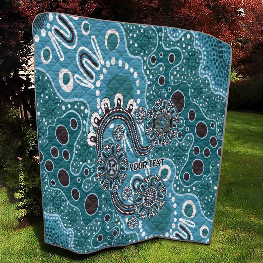 Personalised NAIDOC Week 50 Years Deadly Always Quilt Teal Aboriginal Artwork Dot Painting
