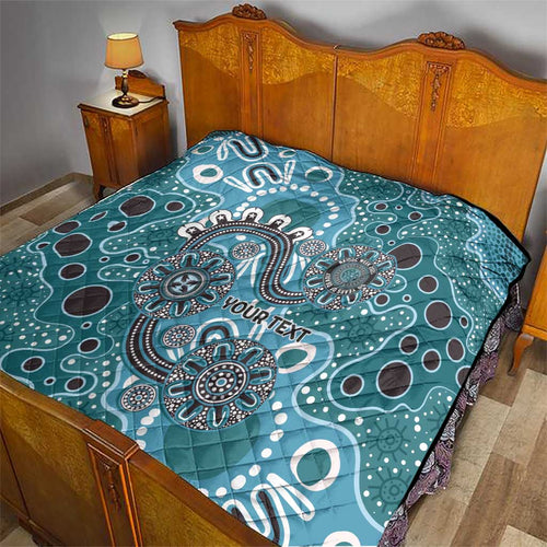 Personalised NAIDOC Week 50 Years Deadly Always Quilt Teal Aboriginal Artwork Dot Painting